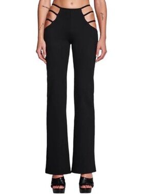 I.AM.GIA Black High-Waist Flare Pants with Side Cutout Straps